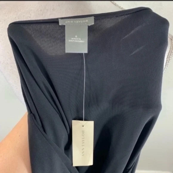NWT Ann Taylor black cross front midi dress C.C25 - Picture 6 of 7